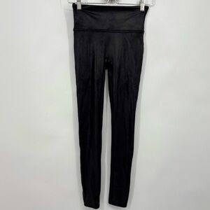 Spanx Faux Leather Shimmer Black stretch shapewear Pants Leggings small